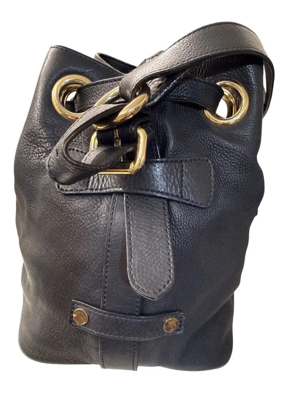 Jimmy Choo Black Leather Ramona Shoulder Bag Gold Tone Hardware Authentic, Italy